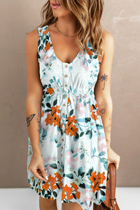 Button Down Sleeveless Dress available in multiple print options
