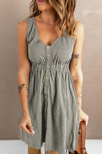 New Arrival -- Sleeveless Button Down Mini Dress