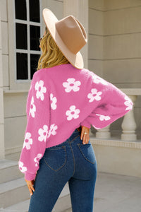 New Arrival - Floral Open Front Fuzzy Cardigan