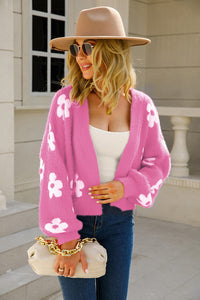 New Arrival - Floral Open Front Fuzzy Cardigan