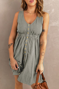 New Arrival -- Sleeveless Button Down Mini Dress