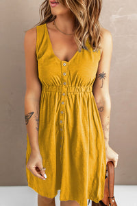 New Arrival -- Sleeveless Button Down Mini Dress