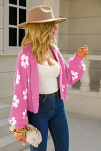 New Arrival - Floral Open Front Fuzzy Cardigan