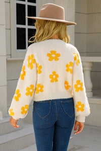 New Arrival - Floral Open Front Fuzzy Cardigan