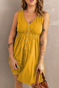 New Arrival -- Sleeveless Button Down Mini Dress