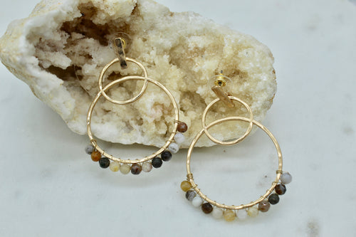 Gold Labradorite beaded earrings