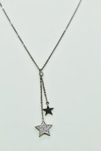 Load image into Gallery viewer, Hematite colored chain necklace with CZ pave star &amp; solid star charm