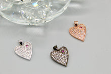 Load image into Gallery viewer, CZ Heart pendant with pink CZ stud