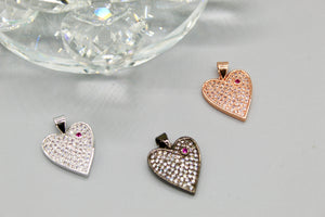 CZ Heart pendant with pink CZ stud