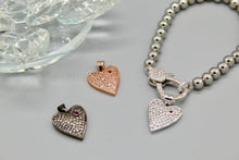 Load image into Gallery viewer, CZ Heart pendant with pink CZ stud