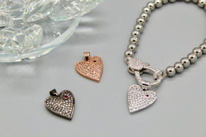 CZ Heart pendant with pink CZ stud