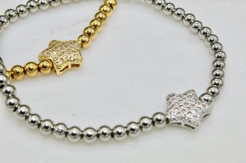 CZ Star bead stretch bracelet