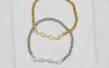 Load image into Gallery viewer, Stainless steel bead stretch bracelet with CZ detail