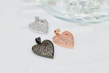 Load image into Gallery viewer, CZ Heart pendant with pink CZ stud