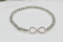 Load image into Gallery viewer, Silver stainless steel stretch bead bracelet with Infinity Sign