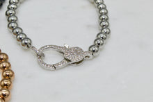 Load image into Gallery viewer, Round stainless steel stretch bracelet with CZ clasp