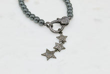 Load image into Gallery viewer, Hematite triple CZ star drop pendant