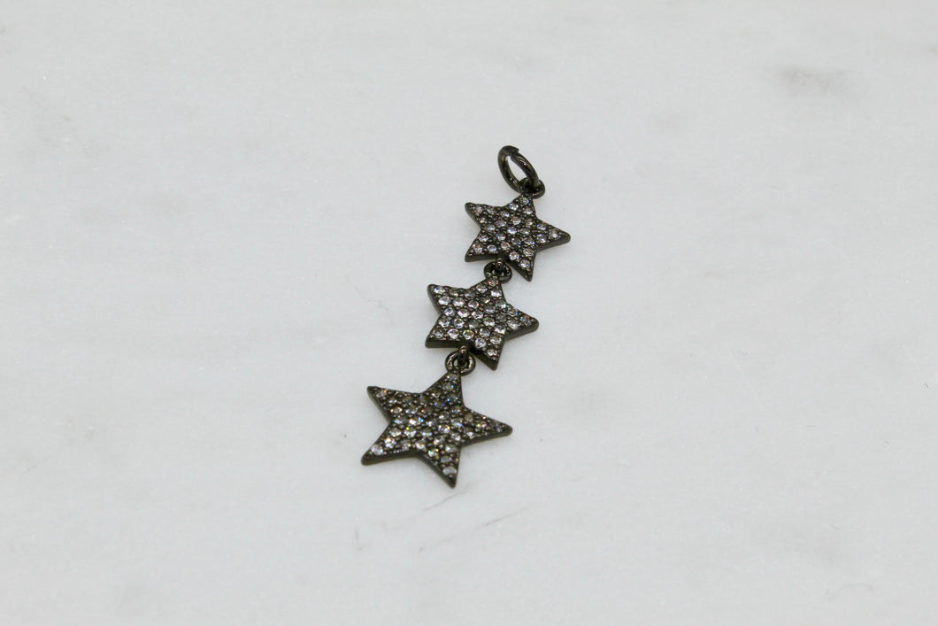 Hematite triple CZ star drop pendant