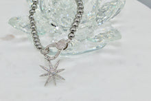 Load image into Gallery viewer, Small CZ silver starburst pendant