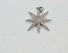 Load image into Gallery viewer, Small CZ silver starburst pendant