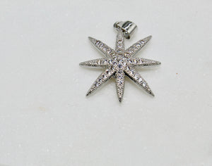 Small CZ silver starburst pendant