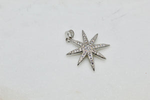 Small CZ silver starburst pendant