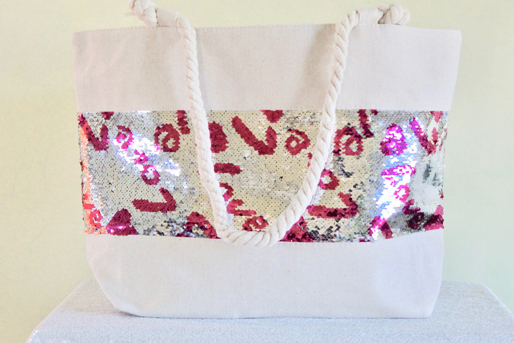 Heart/Love sequin beach bag