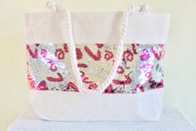 Load image into Gallery viewer, Heart/Love sequin beach bag