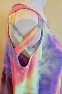 Tie dye X sleeve detail top