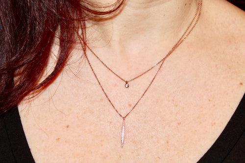 Double chain stud and pave bar necklace