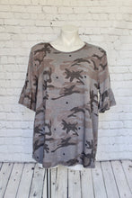 Load image into Gallery viewer, Camo Print Ruffle Short Sleeve top