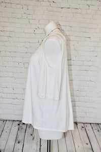 White Cold Shoulder with double strap detail