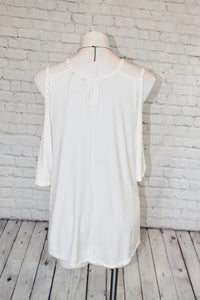 White Cold Shoulder with double strap detail