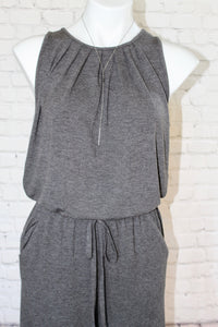 Sleeveless Jumpsuit with Pocket/Elastic Waistband