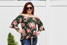 Load image into Gallery viewer, Green Floral Off The Shoulder Top
