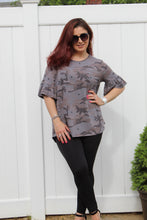 Load image into Gallery viewer, Camo Print Ruffle Short Sleeve top