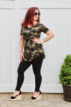 Load image into Gallery viewer, Olive Camo Short Sleeve V-Neck top