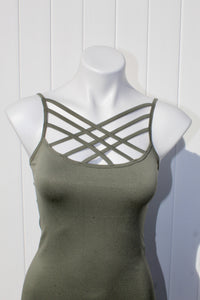 Seamless triple criss-cross front cami