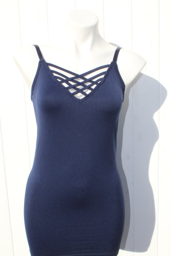 Seamless lattice front cami with adjustable straps