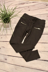 Front Pocket zipper detailed leggings