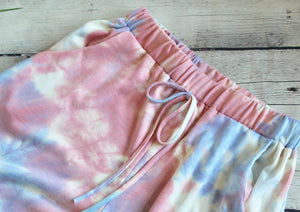 Tie Dye Jogger Pants with elastic waist/ruched bottom w/pockets