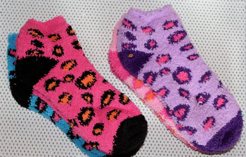 Short Leopard Furred Socks (2 pack)