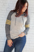 Load image into Gallery viewer, Brushed Hacci Hoodie with Color Block Stripe Detail