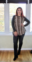 Load image into Gallery viewer, Round Neck Snakeskin Top with Raglan Sleeve &amp; Elbow Patch