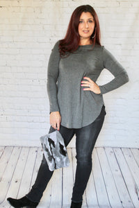 Round Neck Long Sleeve Tunic Top