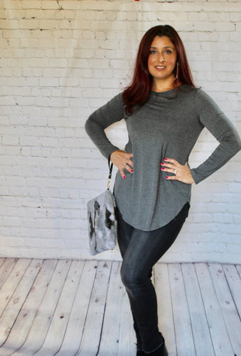 Round Neck Long Sleeve Tunic Top