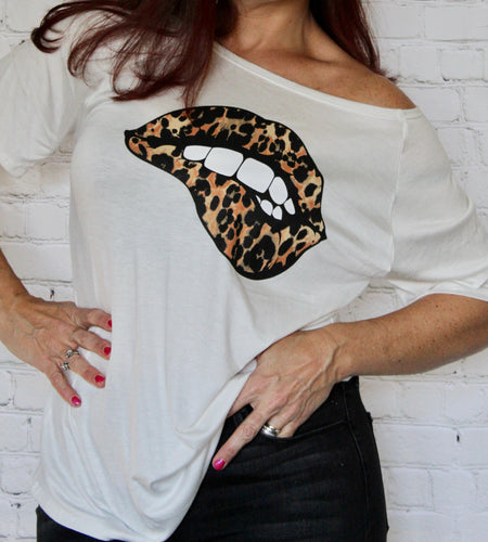 Leopard Lip Graphic T Shirt Top