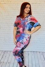 Load image into Gallery viewer, New Arrival---Tie Dye top in v-neckline with short sleeves