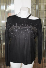 Load image into Gallery viewer, Cold Shoulder Long Sleeve Top with Stone Detail