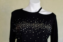 Load image into Gallery viewer, Cold Shoulder Long Sleeve Top with Stone Detail